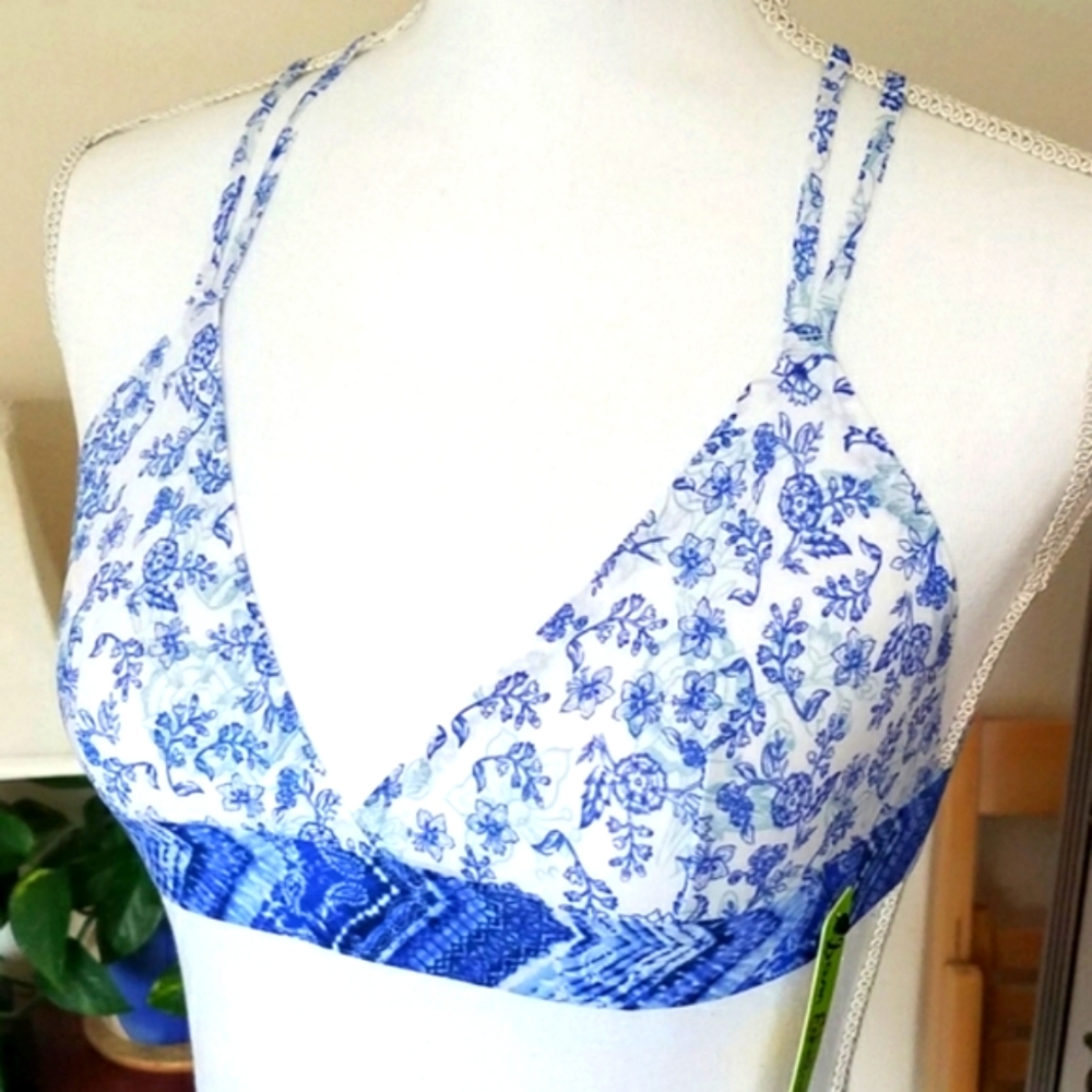 Sam Edelman Blueprint Floral Triangle Bralette NWT